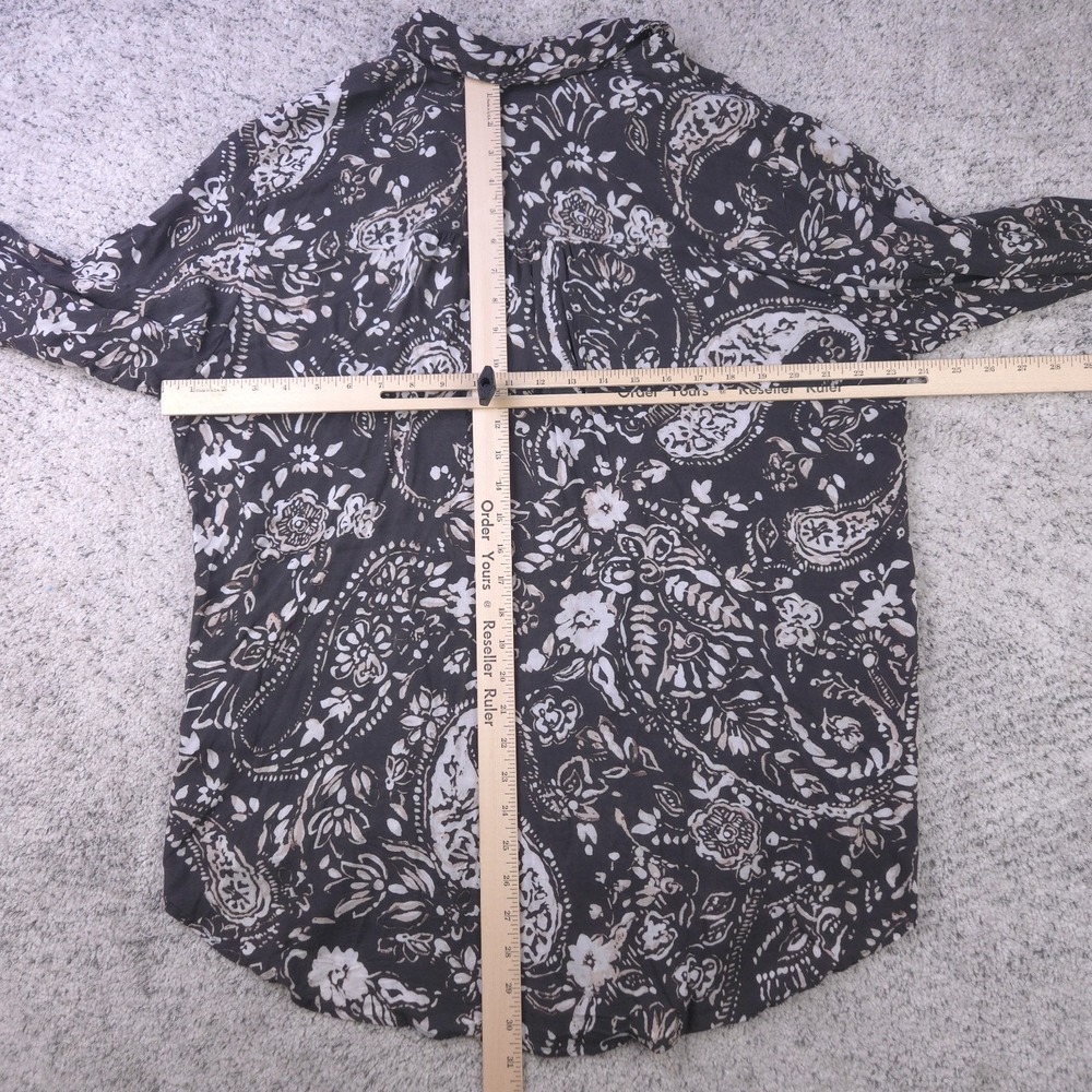 Pilcro Blouse Womens XL Top Long Sleeve Paisley Button Shirt Collared Gray GUC - Picture 6 of 8